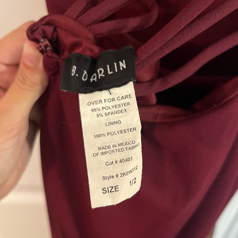 B. Darlin Burgundy Formal Halter Maxi Dress- Size 1/2 - Picture 6 of 6
